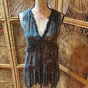 Free People Floral V-Neck Sleeveless Top